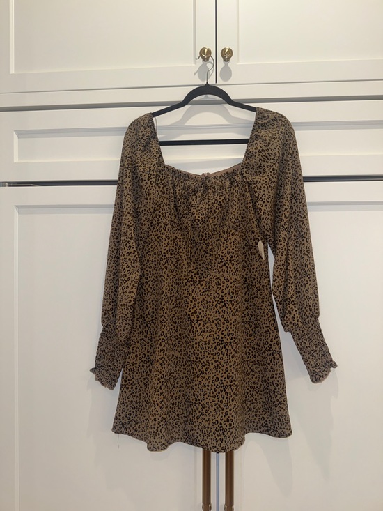 Altar'd State Dresses & Skirts - Altar'd State Brown Leopard Print Long Sleeve Mini Dress NWT